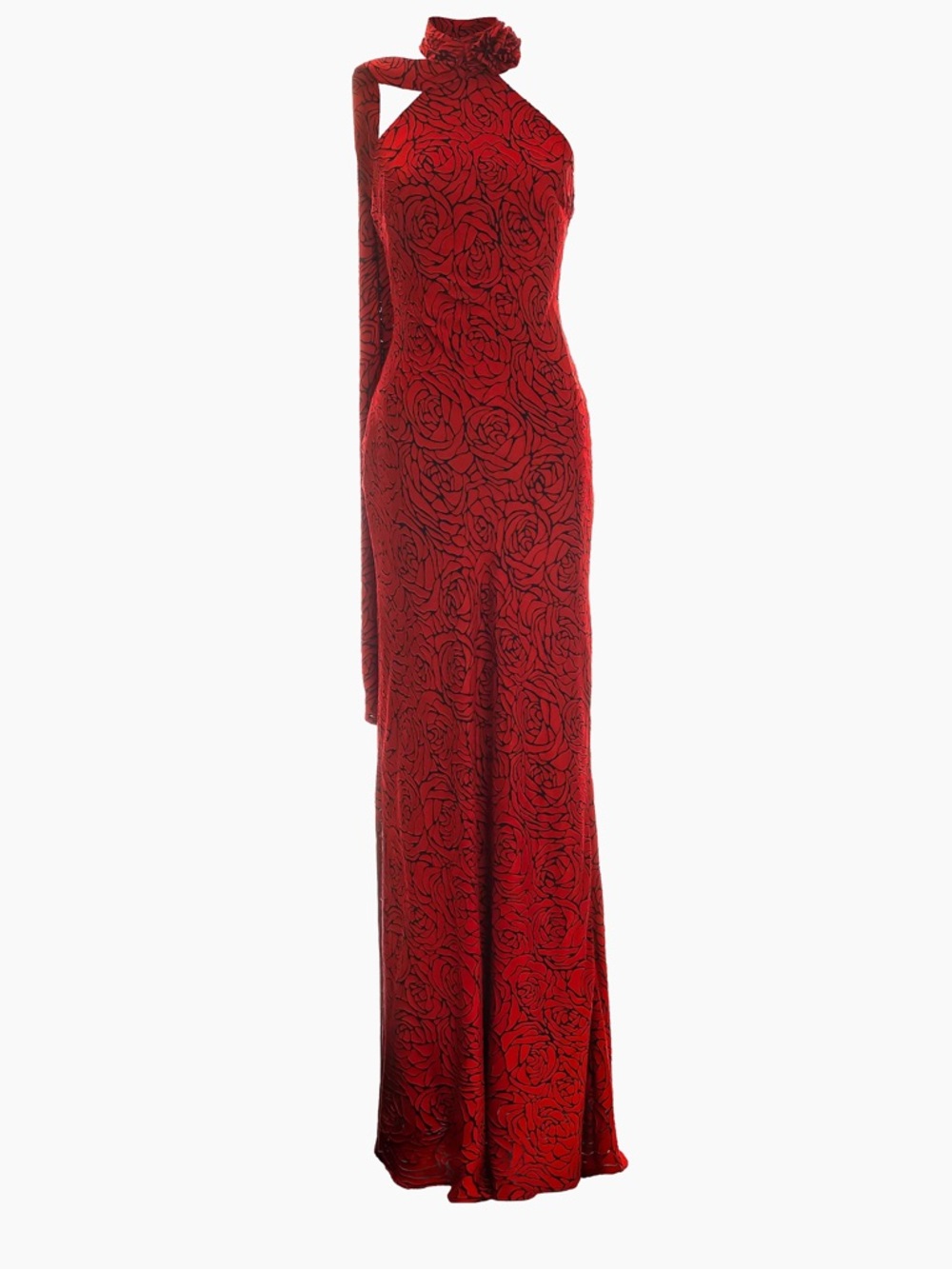 Dress the Population Red Rose-Print Halter Maxi Skirt